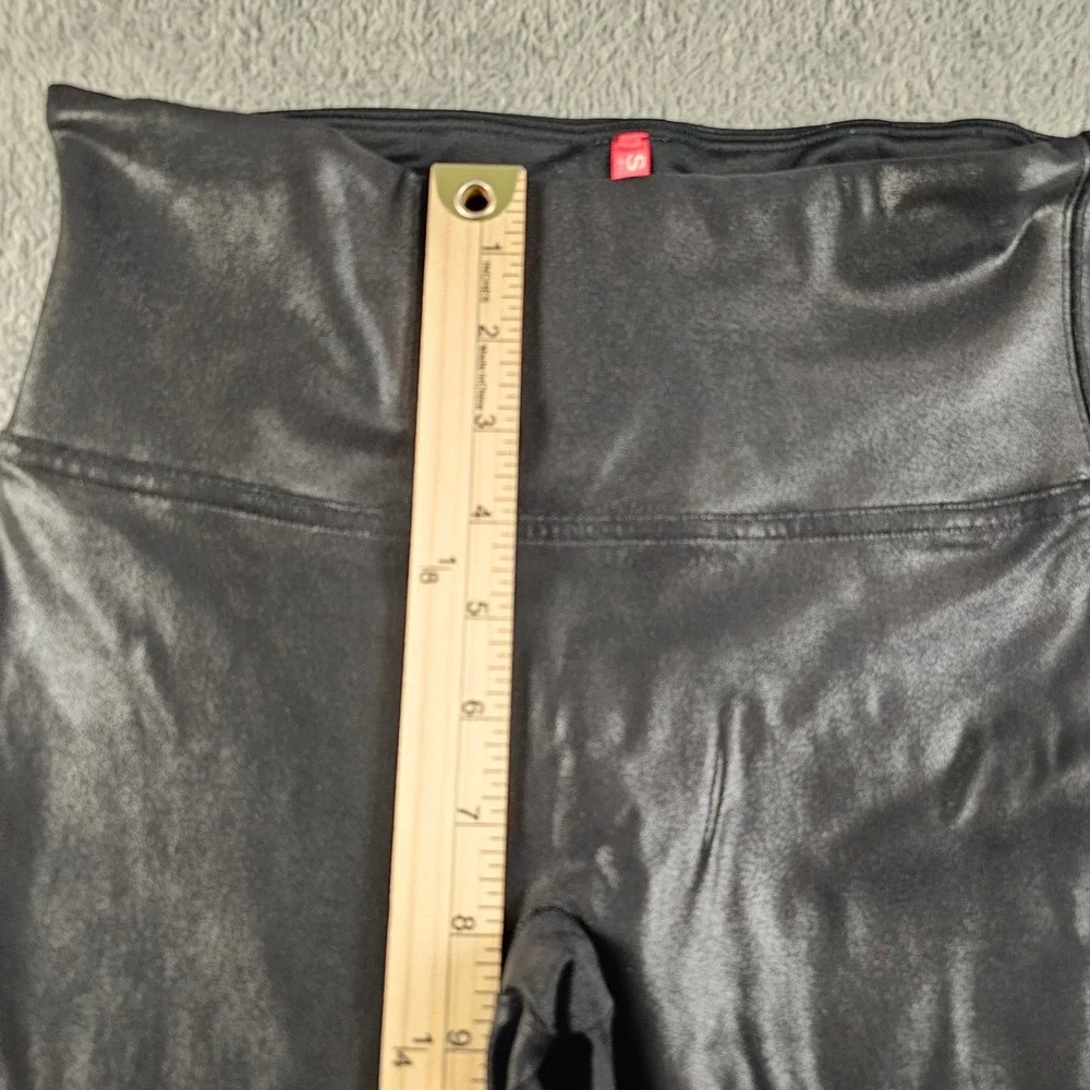Spanx Faux Leather Leggings Womens Small Black High Waisted Shimmer 20241R